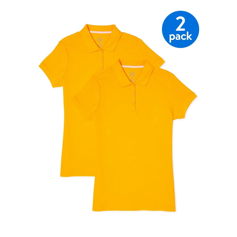 Wonder Nation Girls School Uniform Short Sleeve Interlock Polo