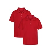 Wonder Nation Girls School Uniform Short Sleeve Performance Polo Shirt, 2-Pack, Sizes 4-18