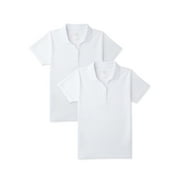 WONDER NATION Girls School Uniform Short Sleeve Performance Polo Shirt, 2-Pack, Sizes 4-18