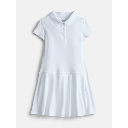 Wonder Nation Girls School Uniform Pique Polo Dress with Short Sleeves, Size 4-18