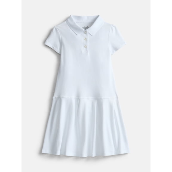 Wonder Nation Girls School Uniform Pique Polo Dress with Short Sleeves, Size 4-18