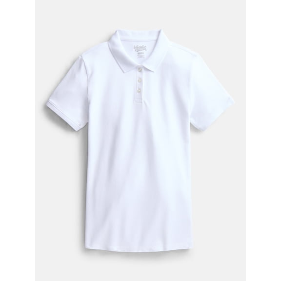 Wonder Nation Girls School Uniform Pique Polo Shirt with Short Sleeves, Size 4-18