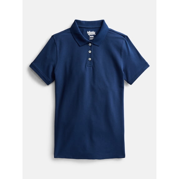 Wonder Nation Girls School Uniform Pique Polo Shirt with Short Sleeves, Size 4-18