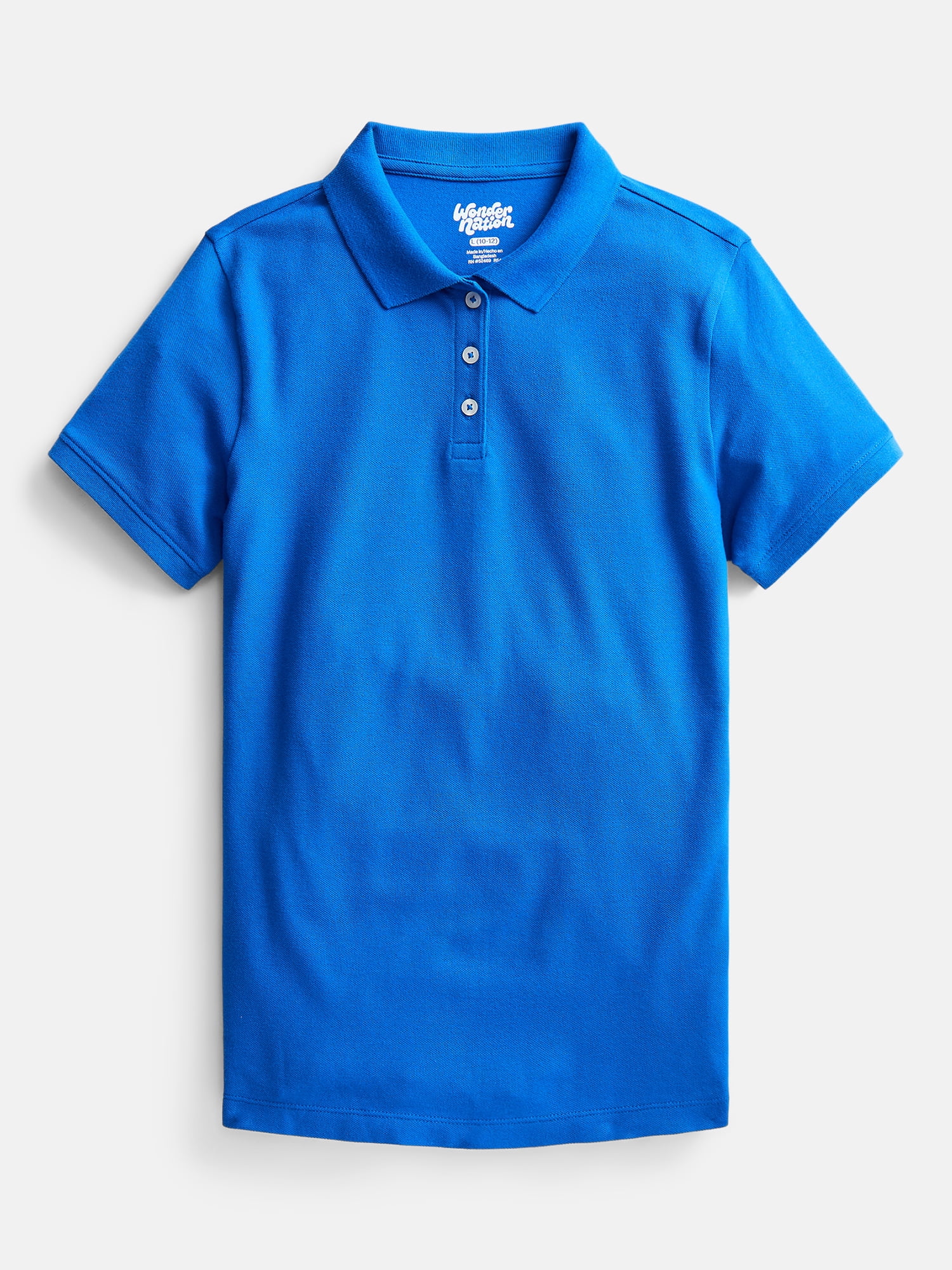 Wonder Nation Girls School Uniform Pique Polo Shirt with Short Sleeves, Size 4-18