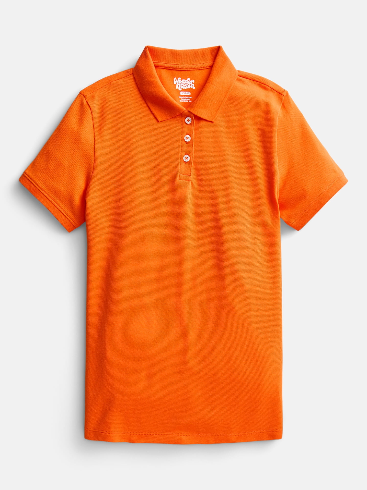 Wonder Nation Girls School Uniform Pique Polo Shirt with Short Sleeves, Size 4-18