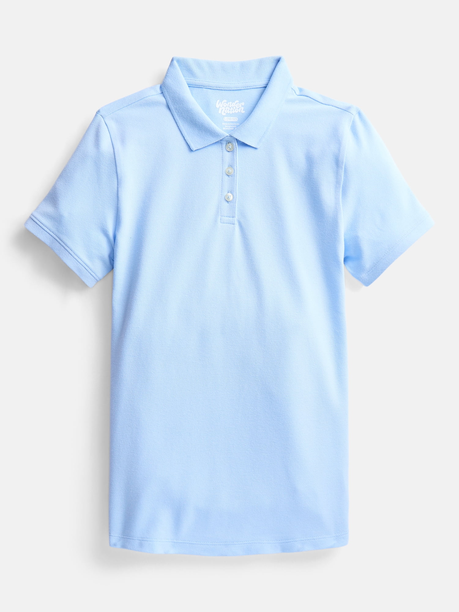 Wonder Nation Girls School Uniform Pique Polo Shirt with Short Sleeves, Size 4-18