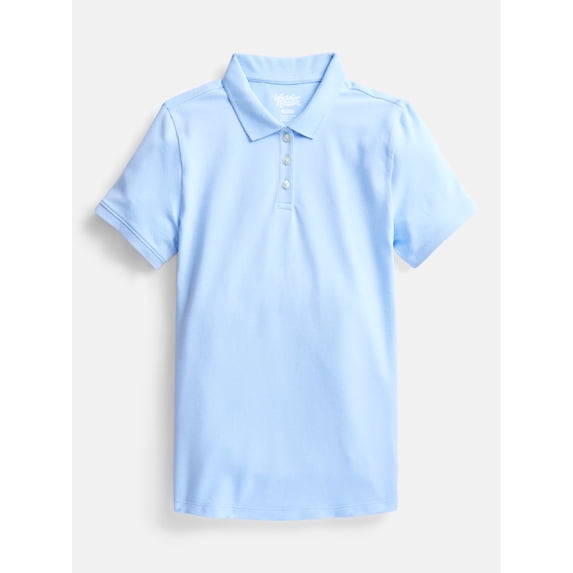 Wonder Nation Girls School Uniform Pique Polo Shirt with Short Sleeves, Size 4-18