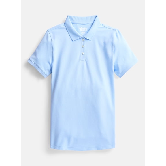 Wonder Nation Girls School Uniform Pique Polo Shirt with Short Sleeves, Size 4-18
