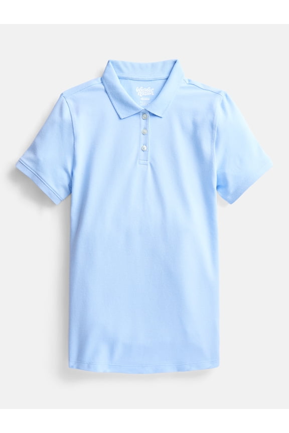 Girls School Uniform Pique Polo Shirt with Short Sleeves, Size 4-18