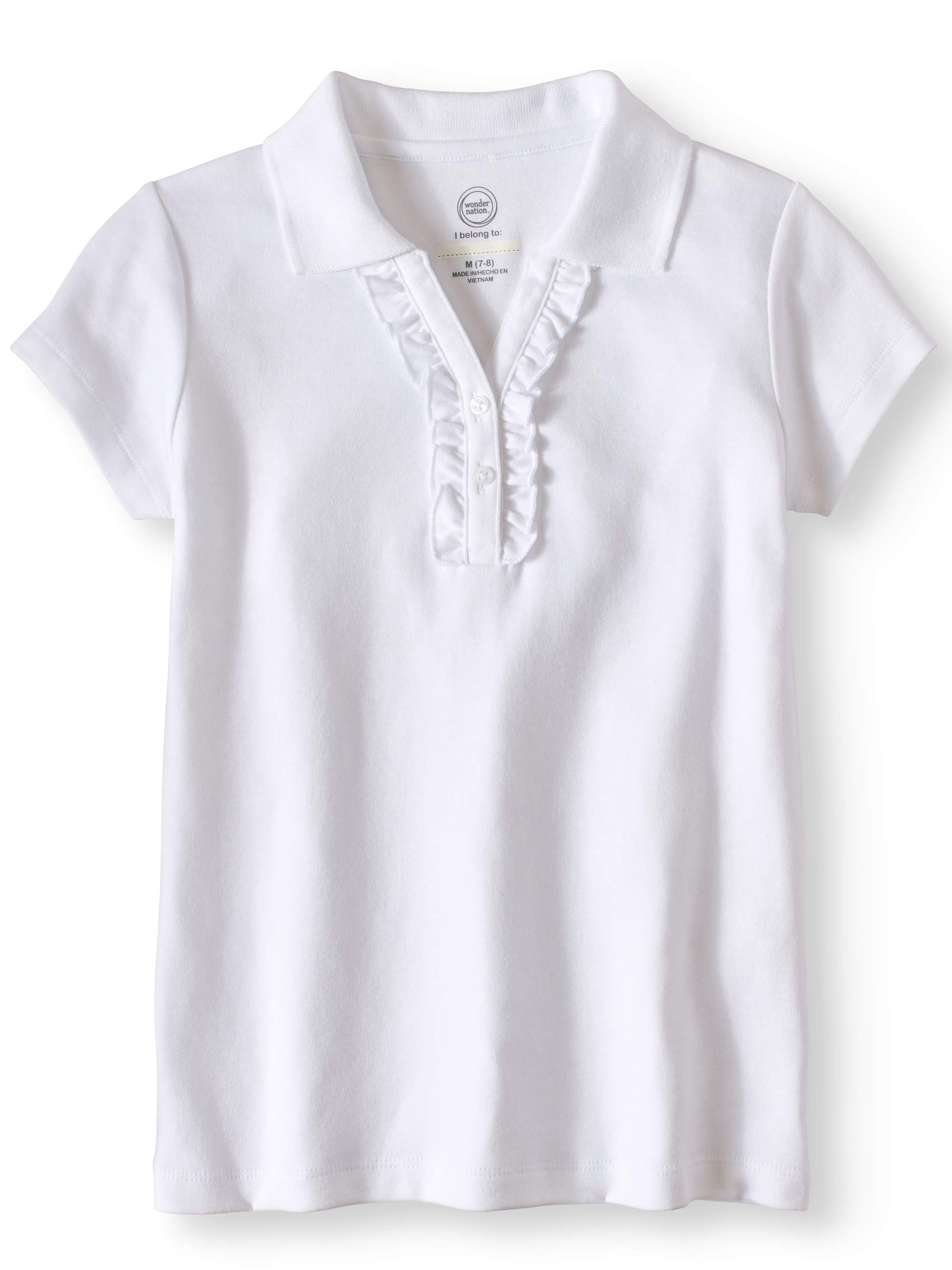 Wonder Nation Girls School Uniform Short Sleeve Ruffle Polo Shirt, Sizes 4-18 - image 1 of 2
