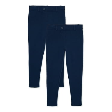 Wonder Nation Girls School Uniform Stretch Ponte Knit Leggings, 2-Pack, Sizes 4-16 & 8-20 Plus