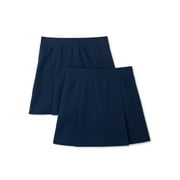WONDER NATION Girls School Uniform Stretch Ponte Knit Scooter Skirt, 2-Pack, Sizes 4-16