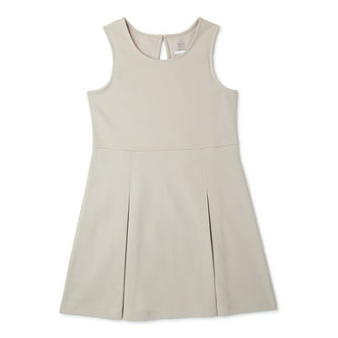 Wonder Nation Girls School Uniform Stretch Ponte Pleated Knit Jumper Dress, Sizes 4-16 & Plus