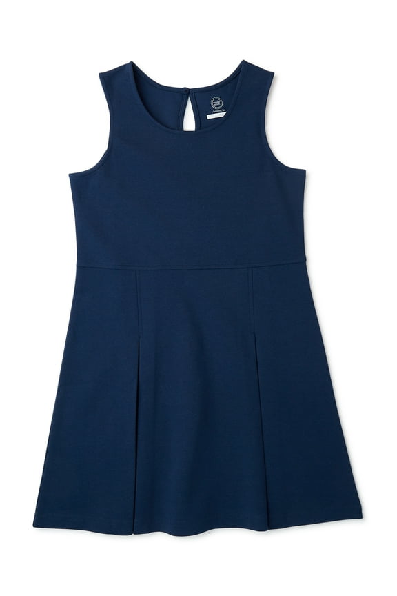 Girls School Uniform Knit Stretch Ponte Pleated Jumper Dress, Sizes 4-16