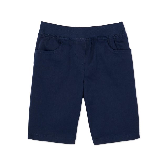 Wonder Nation Girls School Uniform Stretch Twill PullOn Shorts, Sizes