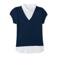 thumbnail image 1 of Wonder Nation Girls School Uniform V-Neck Sweater with Blouse Inset, Sizes 4-18, 1 of 3