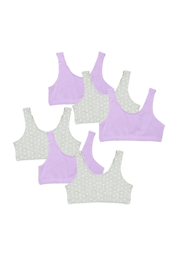 Girls Scoop Bralette Bra, 6-Pack, Sizes XS-XXL