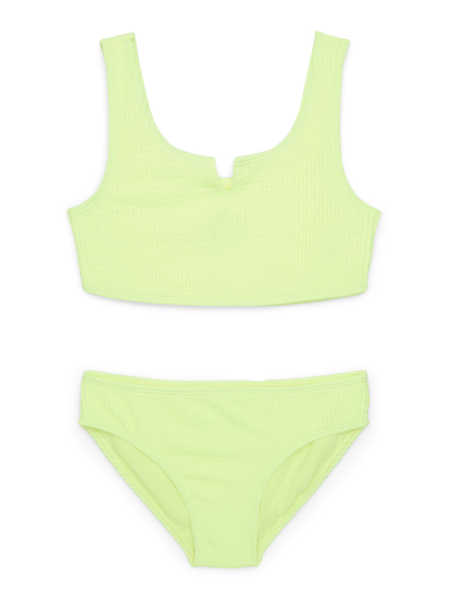 Wonder Nation Girls Scrunch Bikini Swimsuit with UPF 50, 2-Piece, Sizes 4-18