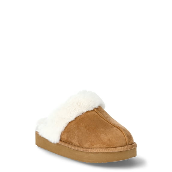 Wonder Nation Girls Scuff Slippers With Faux Fur Trim