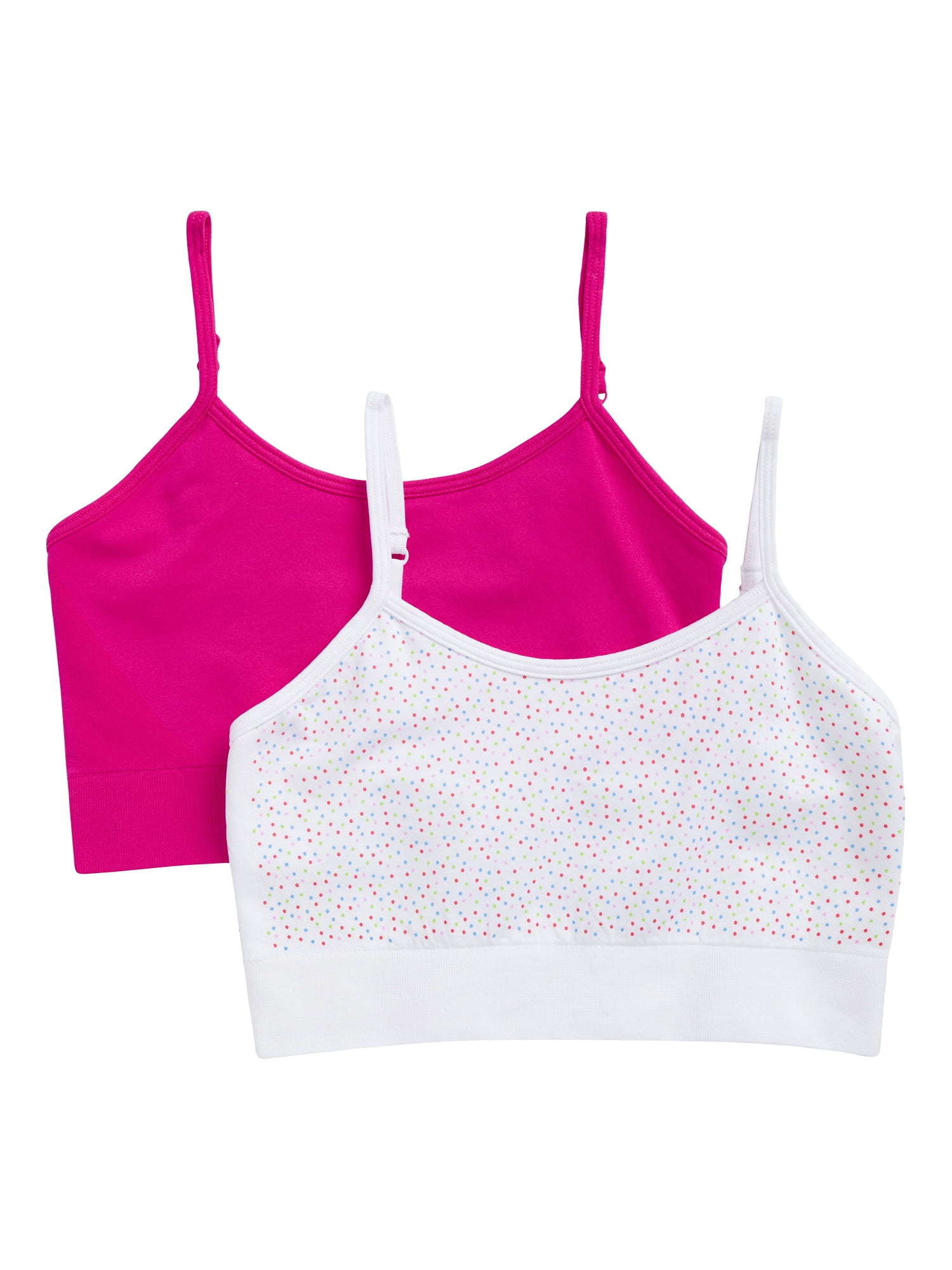Wonder Nation Girls' Seamless Brami Recycled Bra, 2-Pack, Sizes XS-2XL