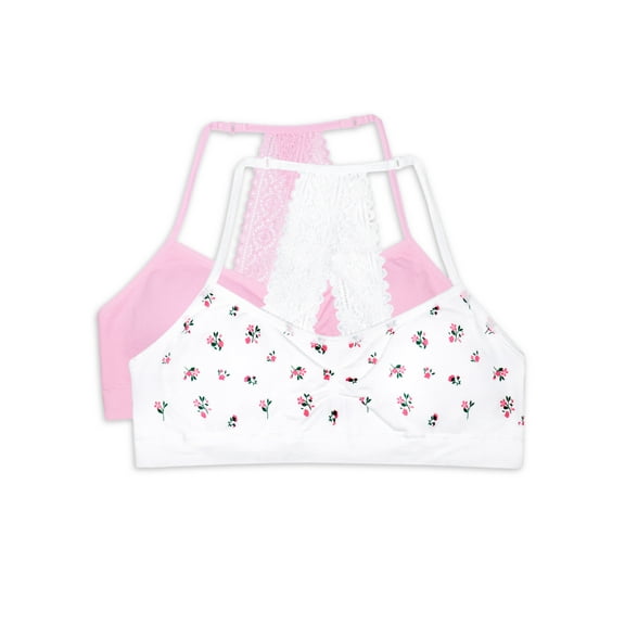 Wonder Nation Girls Seamless Lace Bralette, 2-Pack, Sizes 28-38