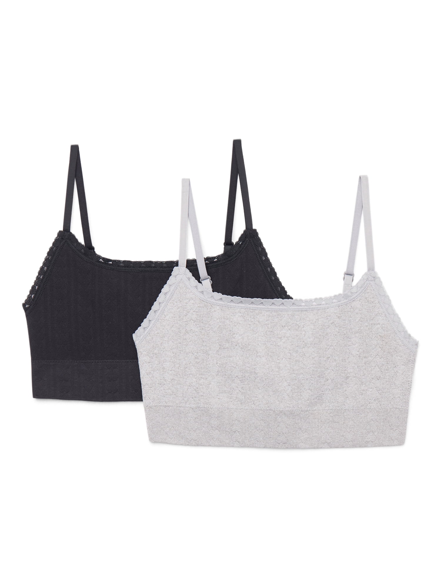 Wonder Nation Girls Seamless Pointelle Bralette, 2-Pack, Sizes XS-XXL