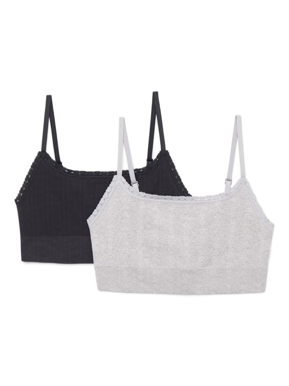 Girls Seamless Pointelle Bralette, 2-Pack, Sizes XS-XXL