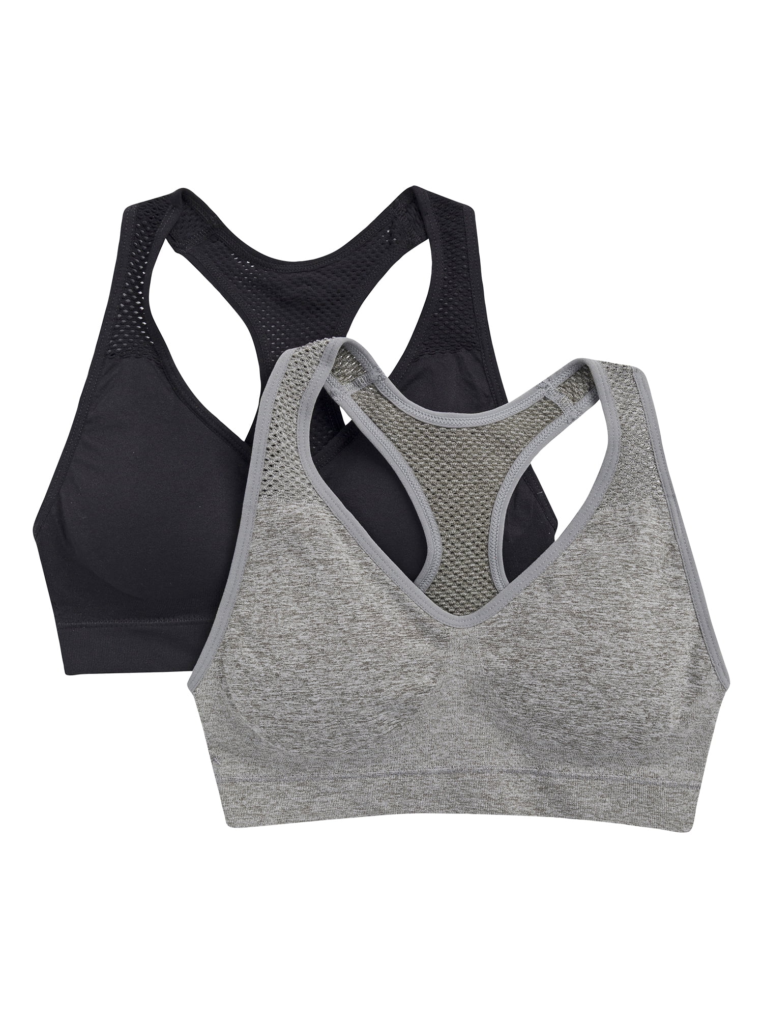 Wonder Nation Girls' Seamless Racerback Recycled Sports Bra, 2-Pack, Sizes XS-XXL