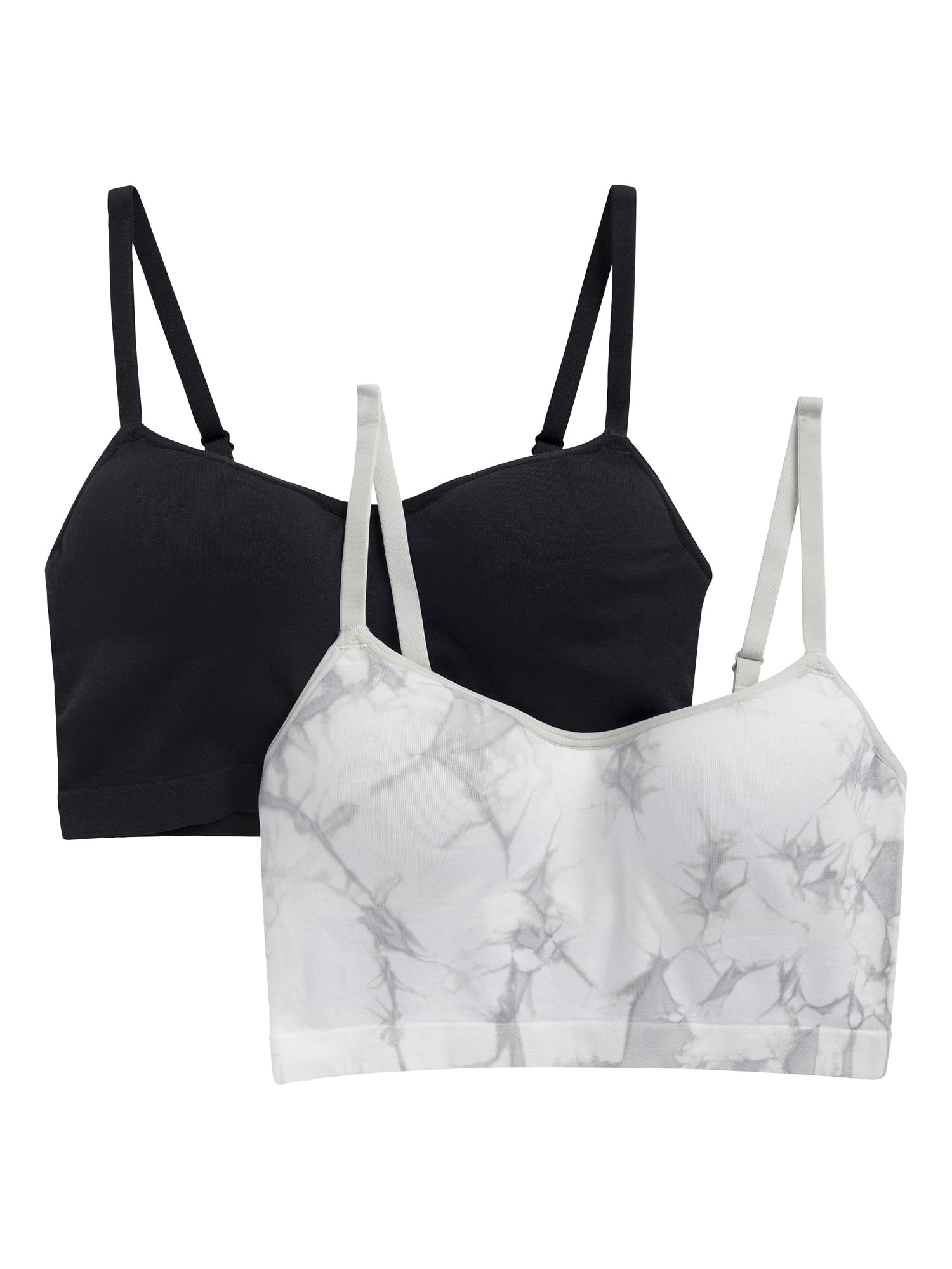 Wonder Nation Girls' Seamless Recycled Molded Longline Bra, 2-pack, Sizes XS-2XL