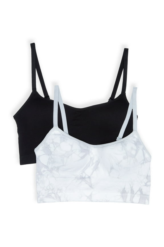 Girls' Seamless Recycled Molded Longline Bra, 2-pack, Sizes XS-2XL