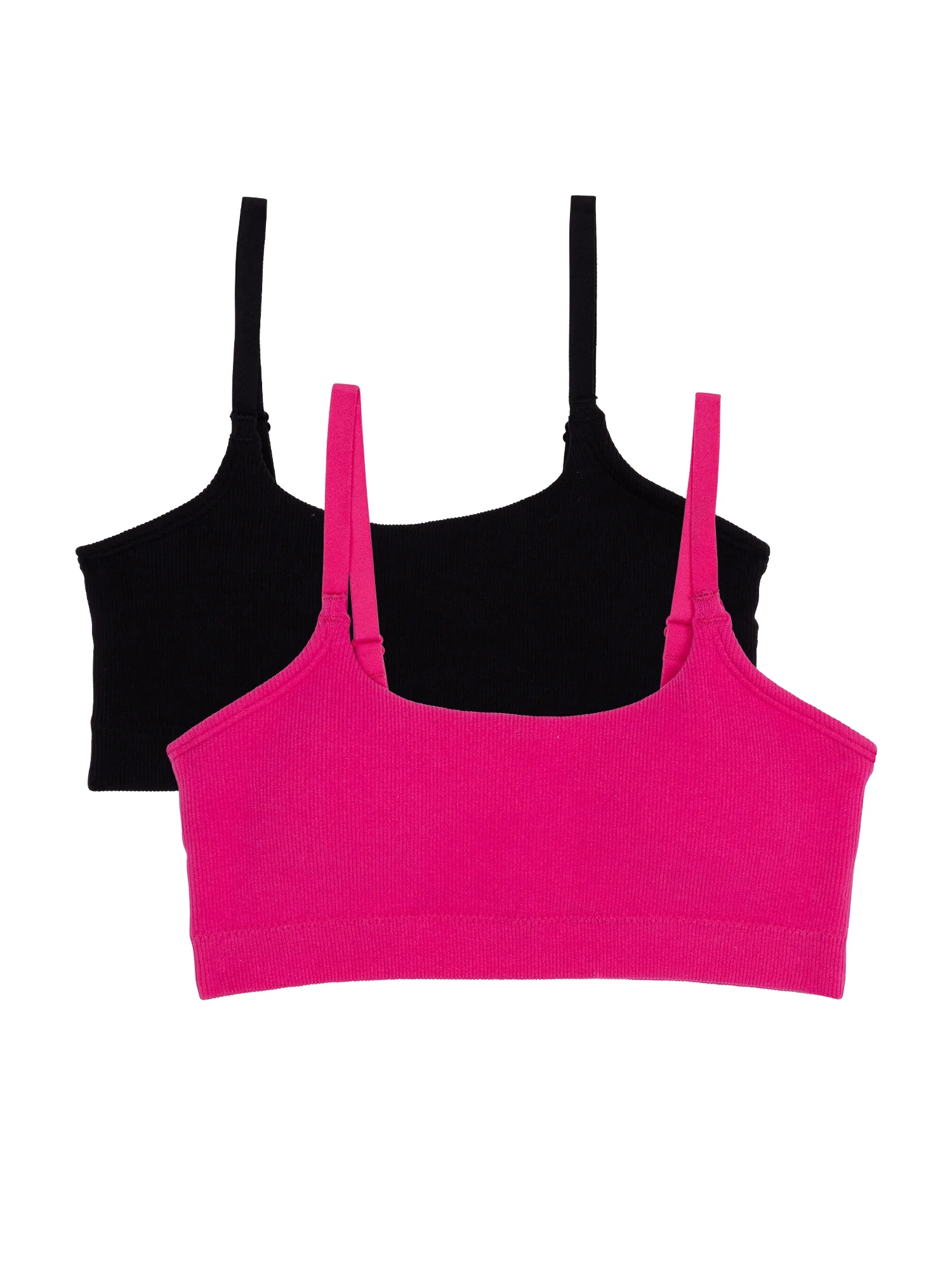 Wonder Nation Girls' Seamless Rib Crop Recycled Bra, 2-Pack, Sizes XS-2XL