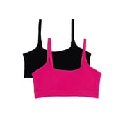 Wonder Nation Girls' Seamless Rib Crop Recycled Bra, 2-Pack, Sizes XS-2XL