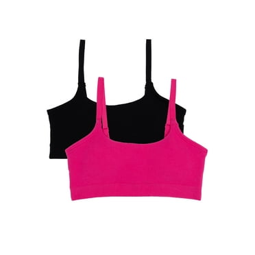 Wonder Nation Girls' Seamless Rib Crop Recycled Bra, 2-Pack, Sizes XS-2XL