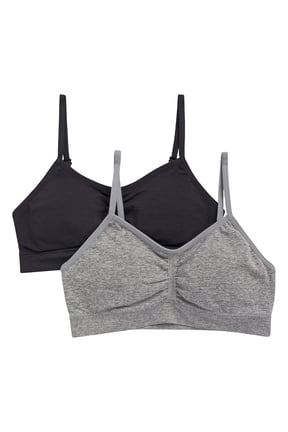 Girls' Seamless Ruched Recycled Bra, 2-Pack, Sizes XS-2XL
