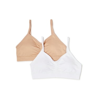 Wonder Nation Girls' Seamless Ruched Recycled Bra, 2-Pack, Sizes XS-2XL