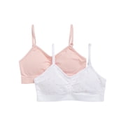 Wonder Nation Girls' Seamless Ruched Recycled Bra, 2-Pack, Sizes XS-2XL