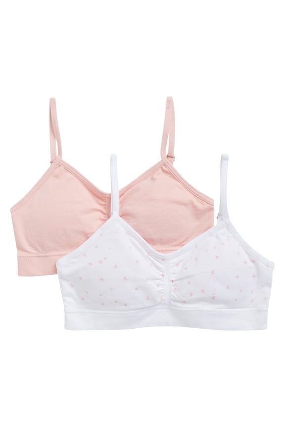 Girls' Seamless Ruched Recycled Bra, 2-Pack, Sizes XS-2XL