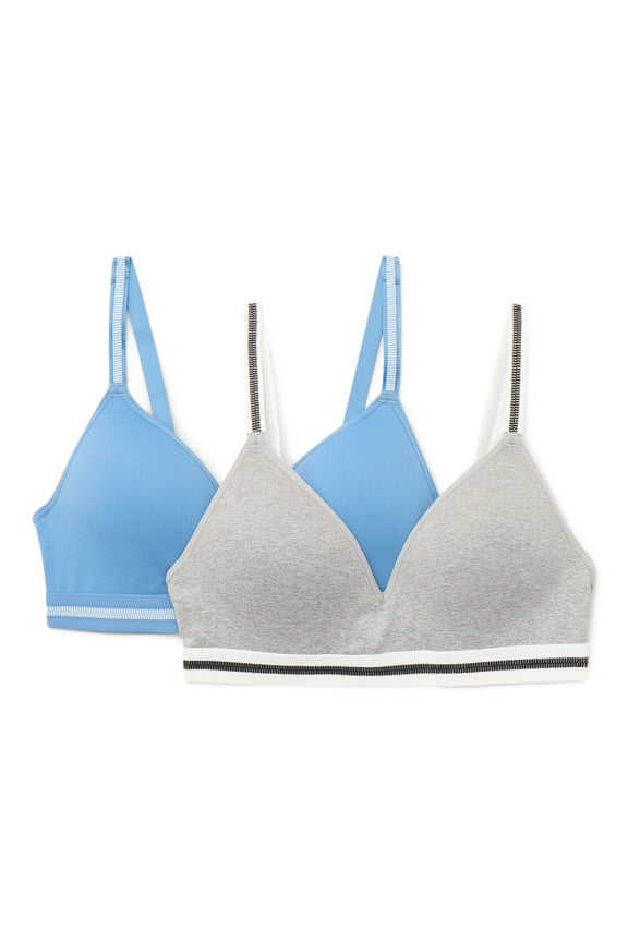 Girls Seamless Triangle Wireless Bra, 2-Pack, Sizes 30-38