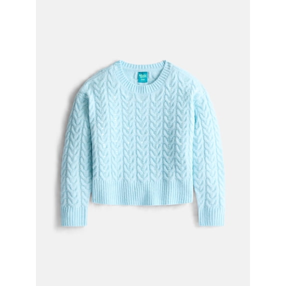 Wonder Nation Girls Sequined Cable Knit Sweater, Sizes 4-18 & Plus
