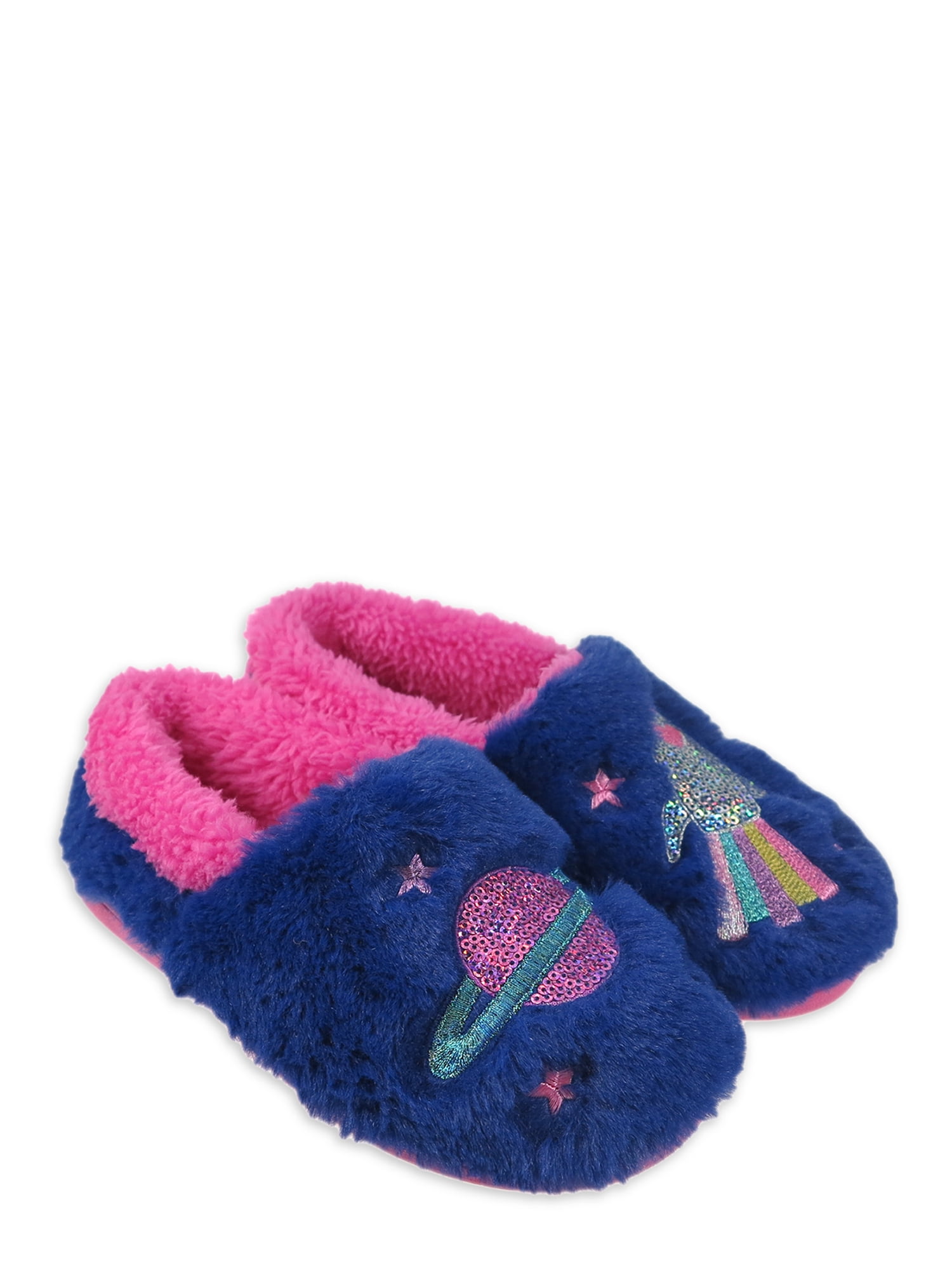 Fuzzy Slippers Childrens Sequin Slippers Wonder Nation Girls