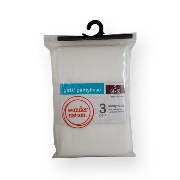 Wonder Nation Girls' Sheer Pantyhose, 3 pack, Sizes 4-16