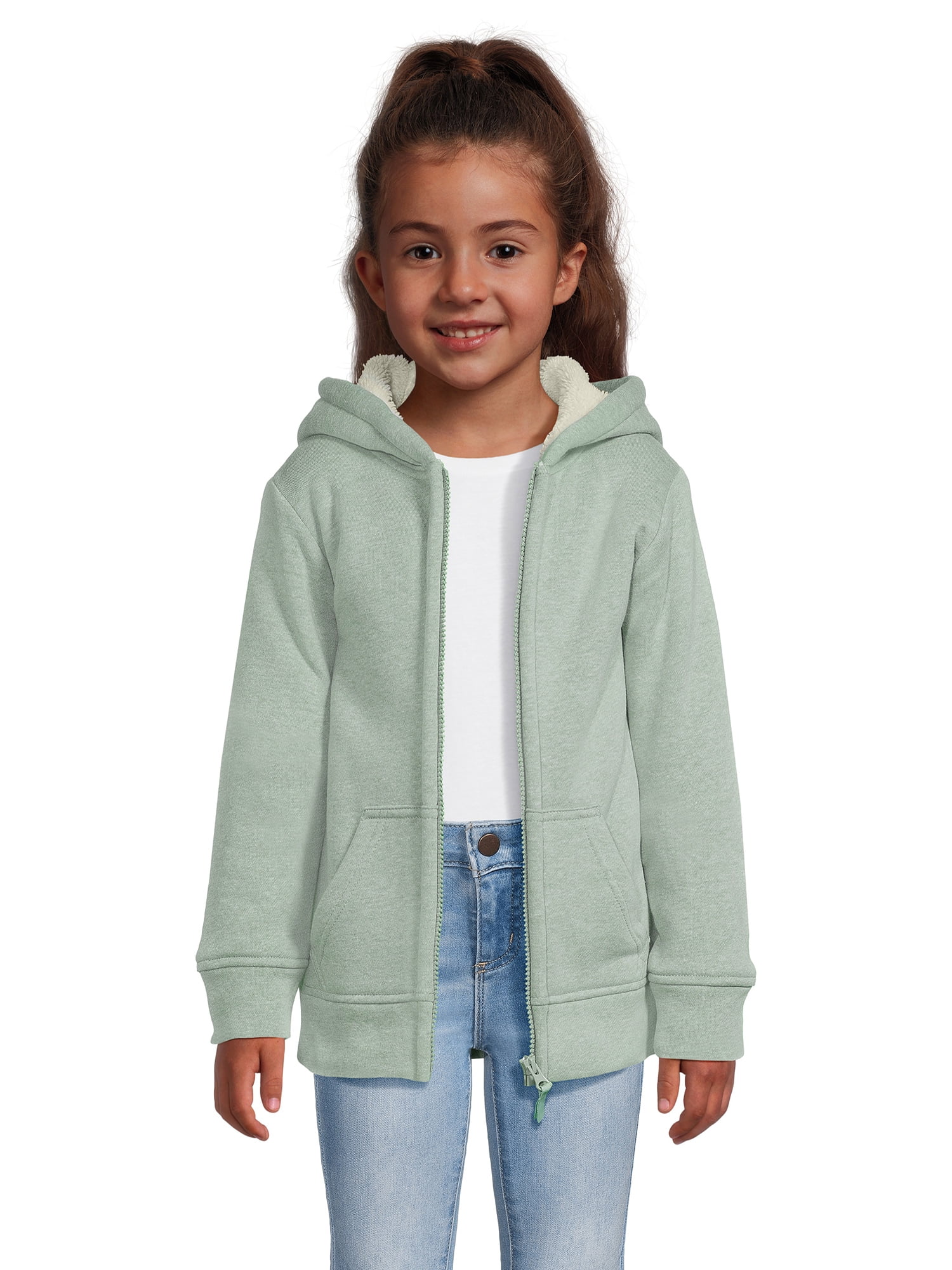 Wonder Nation Girls Sherpa Lined Hoodie, Sizes 418 & Plus