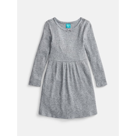 Wonder Nation Girls' Shimmer Knit Dress with Long Sleeves, Sizes 4-18 & Plus