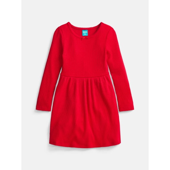 Wonder Nation Girls' Shimmer Knit Dress with Long Sleeves, Sizes 4-18 & Plus