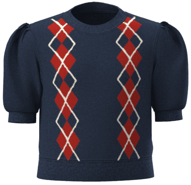Wonder Nation Girls Argyle Sweater with Short Puff Sleeves, Sizes 4-18