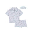 thumbnail image 1 of Wonder Nation Girls Short Sleeve Button Front Pajama Top and Shorts Set with Eyemask, 3-Piece, Sizes Sizes 4-18, 1 of 3