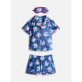 thumbnail image 1 of Wonder Nation Girls Short Sleeve Button Front Pajama Top and Shorts Set with Eyemask, 3-Piece, Sizes Sizes 4-18, 1 of 4