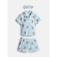 thumbnail image 1 of Wonder Nation Girls Short Sleeve Button Front Pajama Top and Shorts Set with Eyemask, 3-Piece, Sizes Sizes 4-18, 1 of 4