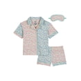 thumbnail image 1 of Wonder Nation Girls Short Sleeve Button Front Pajama Top and Shorts Set with Eyemask, 3-Piece, Sizes Sizes 4-18, 1 of 3