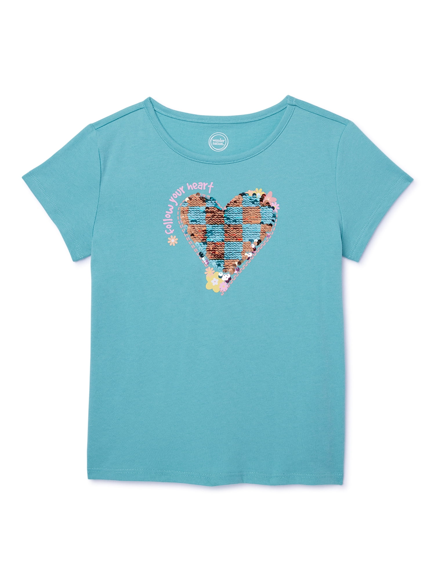 【CPGN STUDIO】25SS★ Wonders Short Sleeve Tee Wonder Nation Girls Short Sleeve Embellished T-Shirts, Sizes